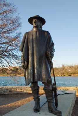 Stevie Ray Vaughan Memorial Statue located at Auditorium Shores on Town Lake in Austin, Texas